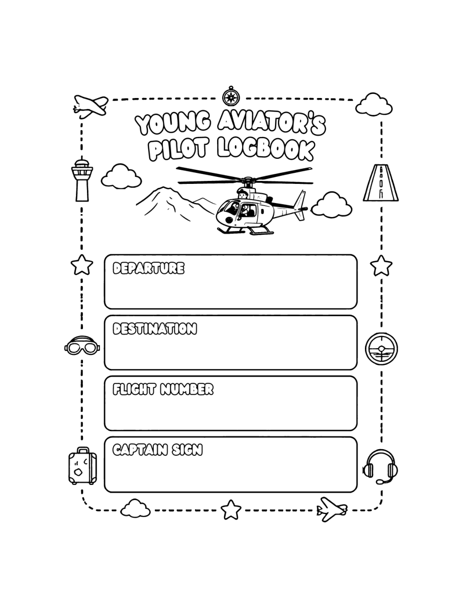 Pagina del logbook del giovane aviatore