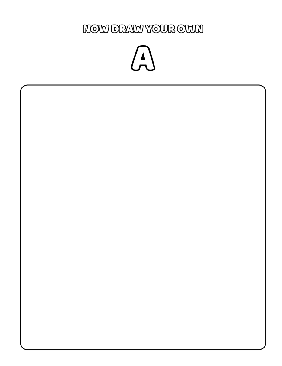 Pagina di disegno libero dopo ogni lettera