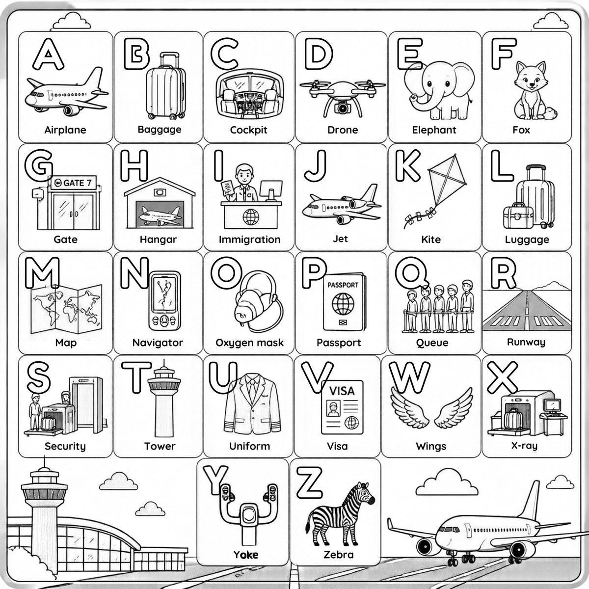 Airport Security Coloring Book