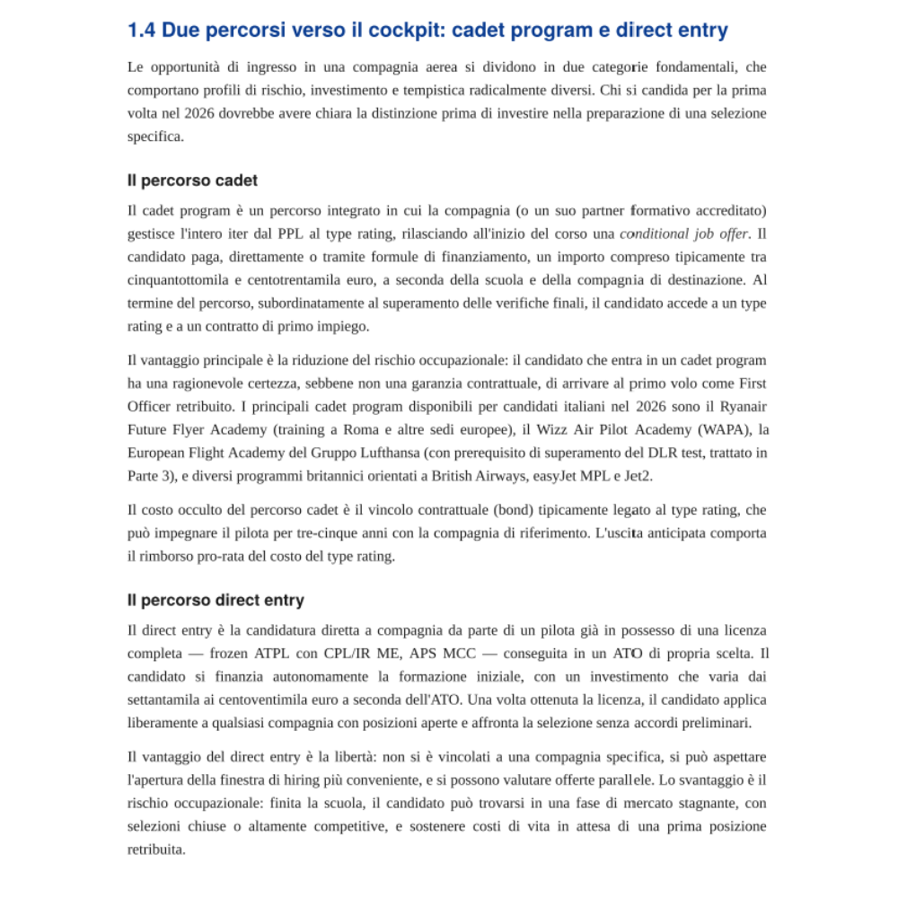 selezioni pilota di linea