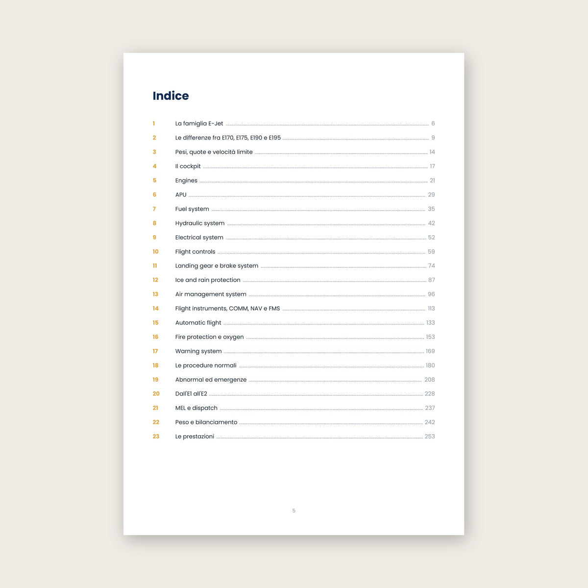 Anteprima: l'indice del libro, ventitré capitoli dalla famiglia E-Jet alle prestazioni