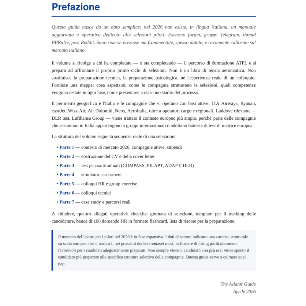 superare le selezioni da pilota di linea